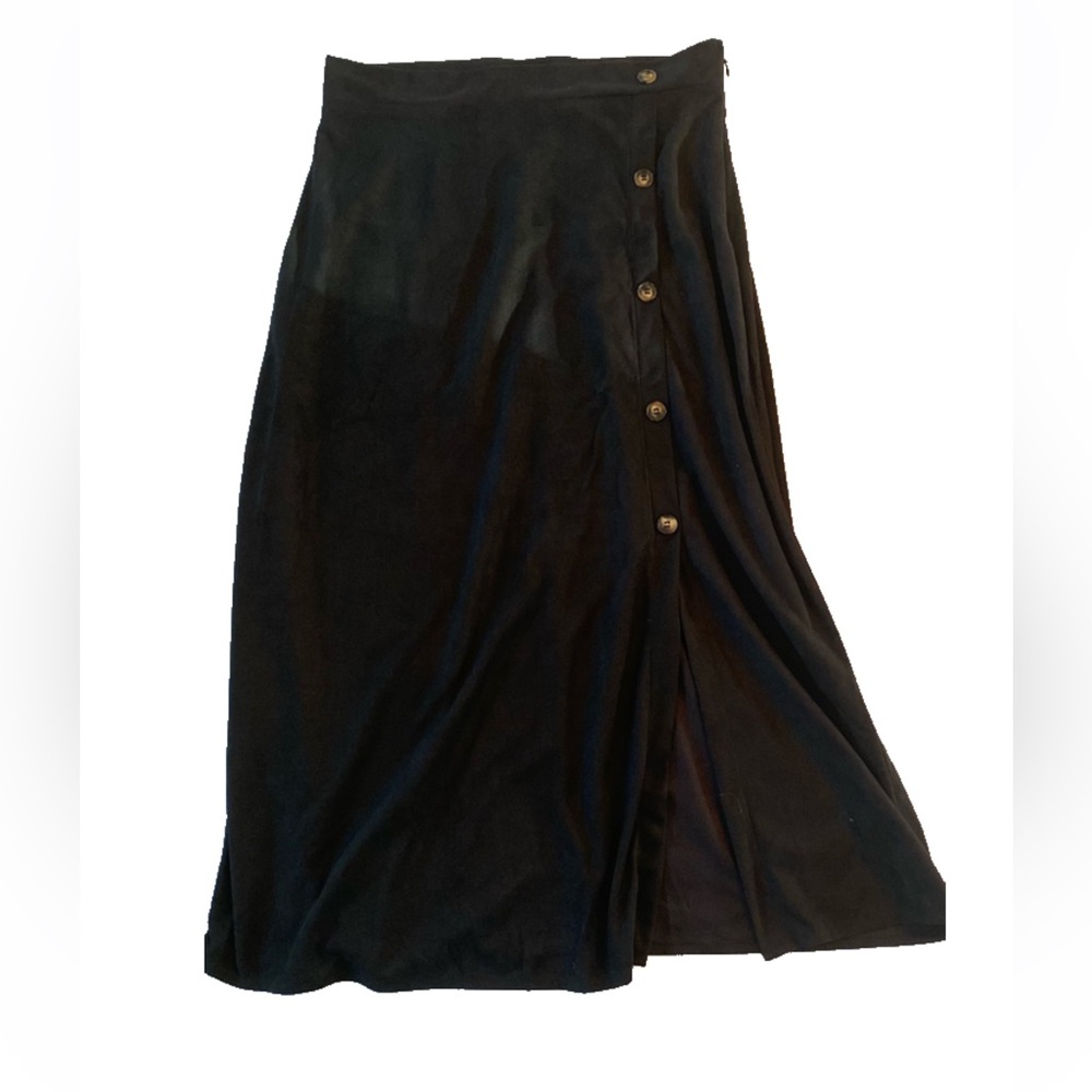 Suede Split Leg Maxi Skirt